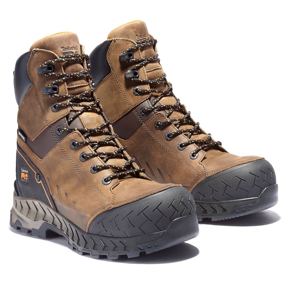 Bocanci Pro Timberland Barbati Maro/Negrii - Work Summit 8-Inch Waterproof Composite-Toe Work - Roma